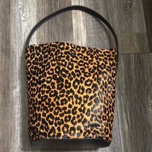 NEW!! J. Crew Berkeley bucket bag in leopard-print calf hair and leather